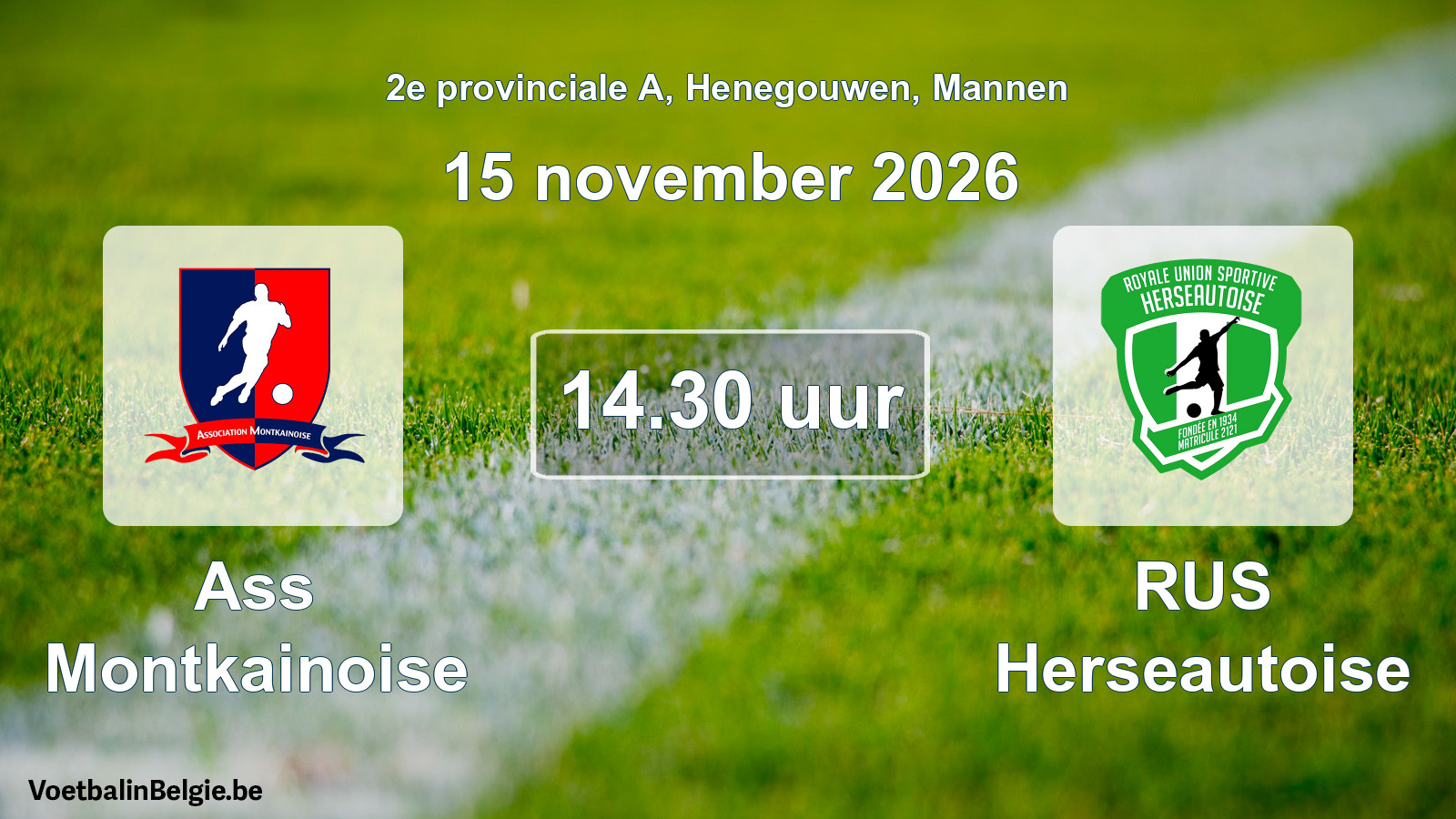 Geplande wedstrijd mannenvoetbal: Ass Montkainoise - RUS Herseautoise (15 november 2026)