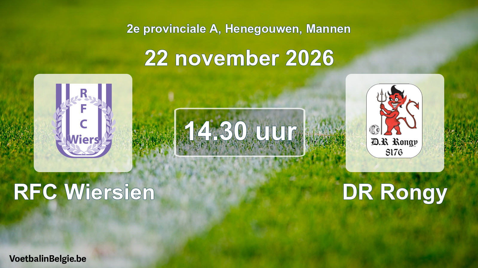 Geplande wedstrijd mannenvoetbal: RFC Wiersien - DR Rongy (22 november 2026)
