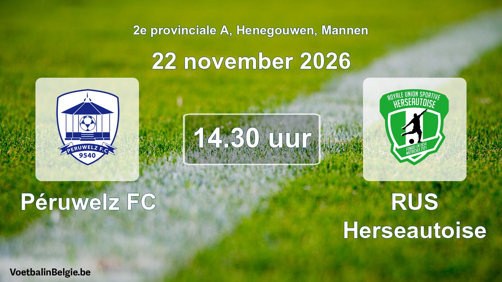 Match prévu football hommes: Péruwelz FC - RUS Herseautoise (22 novembre 2026)