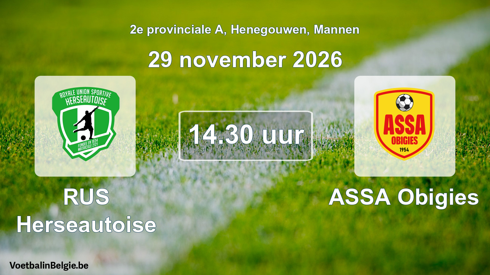 Geplande wedstrijd mannenvoetbal: RUS Herseautoise - ASSA Obigies (29 november 2026)