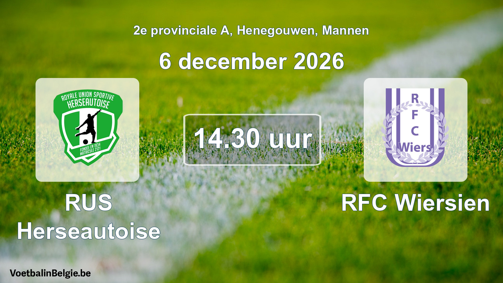 Geplande wedstrijd mannenvoetbal: RUS Herseautoise - RFC Wiersien (6 december 2026)