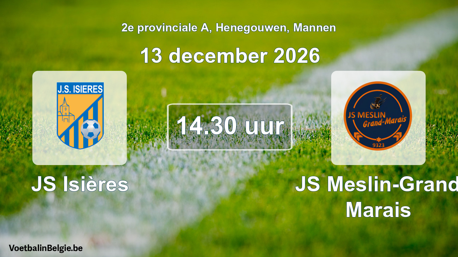 Match prévu football hommes: JS Isières - JS Meslin-Grand Marais (13 décembre 2026)