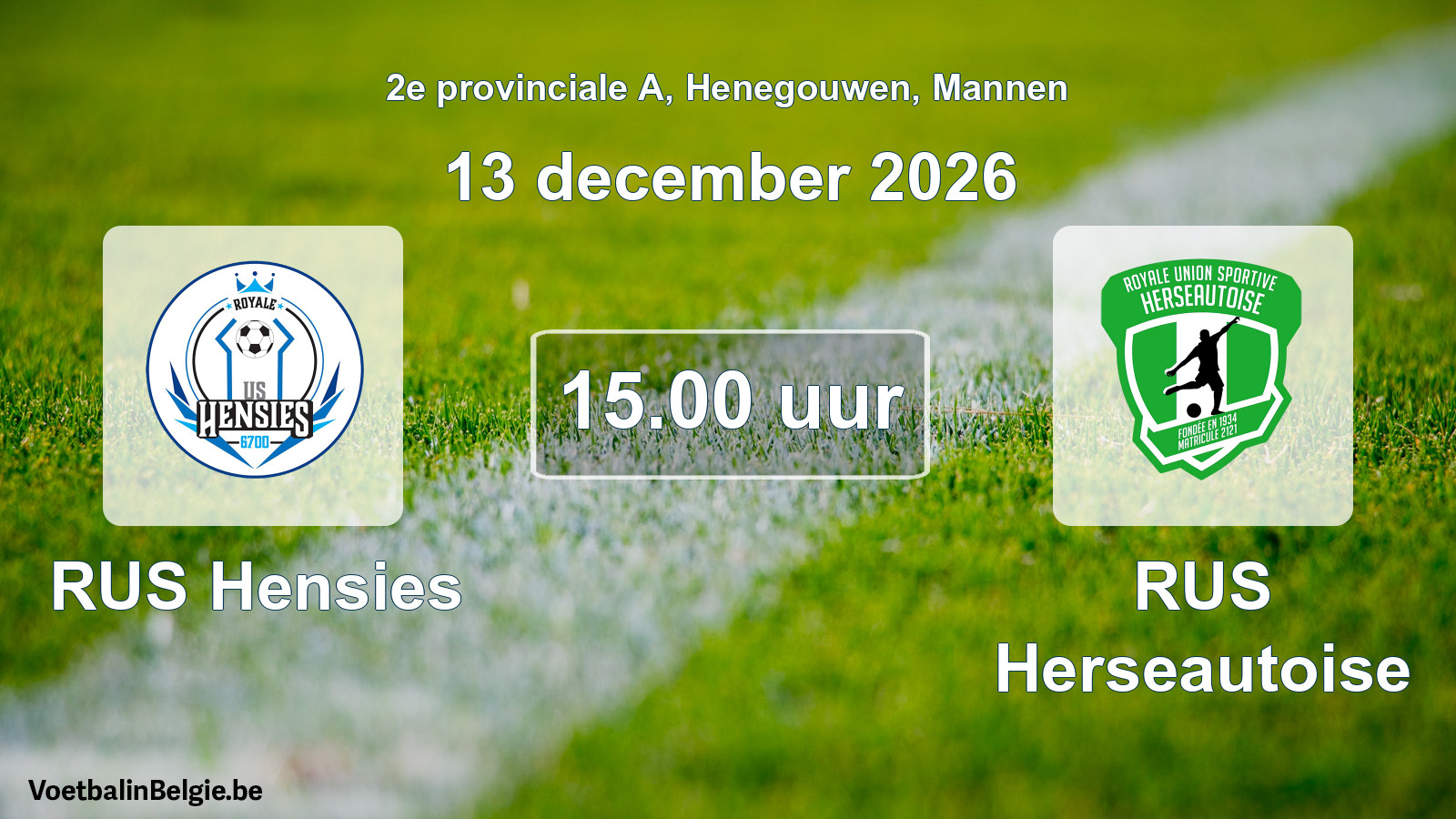 Geplande wedstrijd mannenvoetbal: RUS Hensies - RUS Herseautoise (13 december 2026)