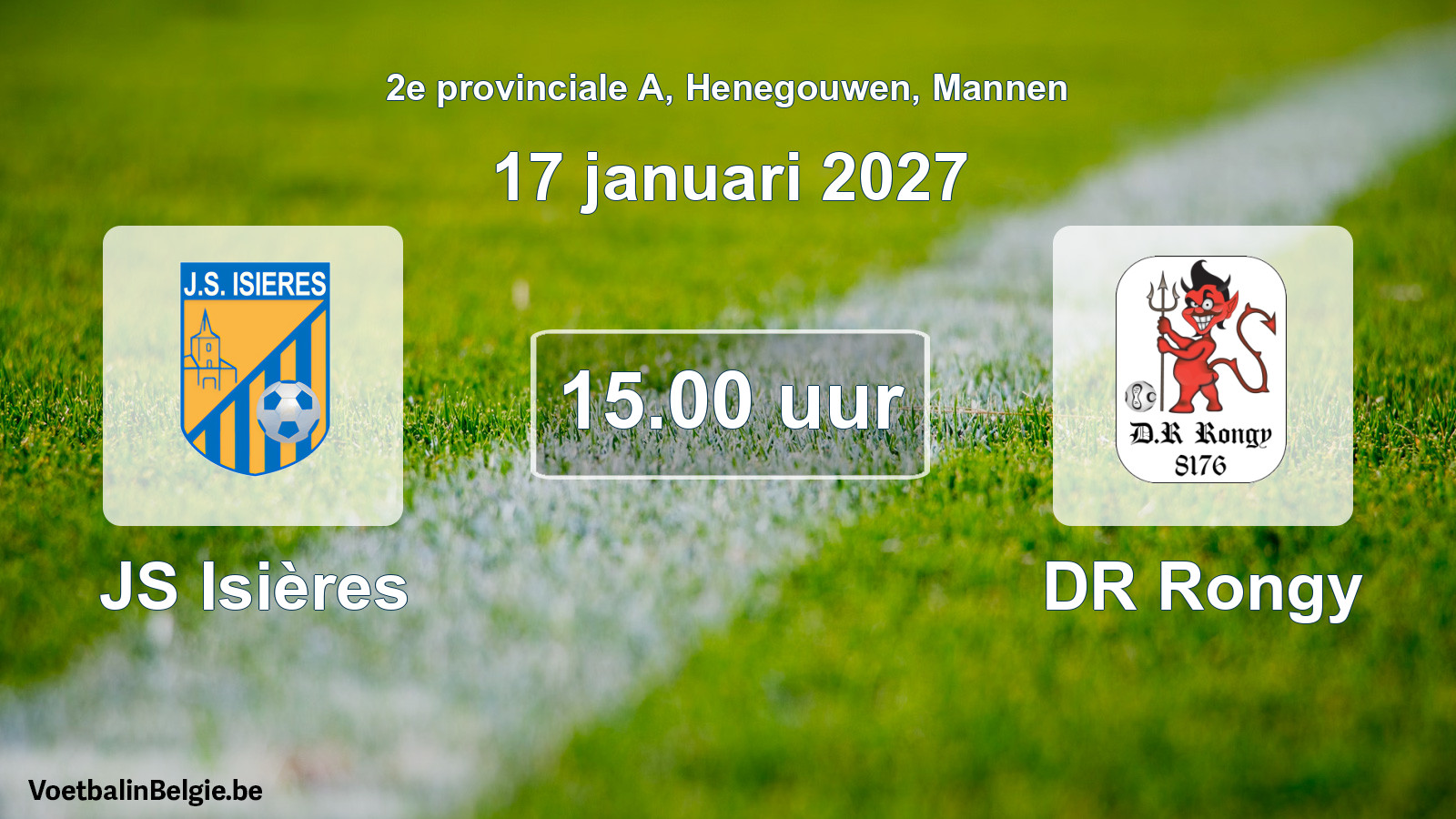 Geplande wedstrijd mannenvoetbal: JS Isières - DR Rongy (17 januari 2027)