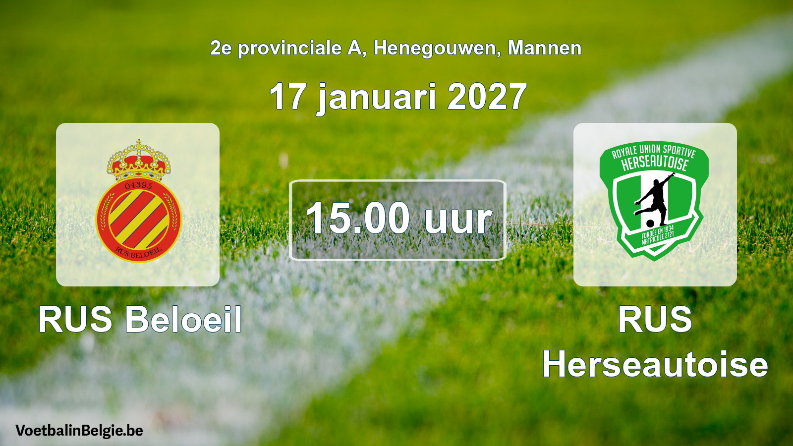 Match prévu football hommes: RUS Beloeil - RUS Herseautoise (17 janvier 2027)