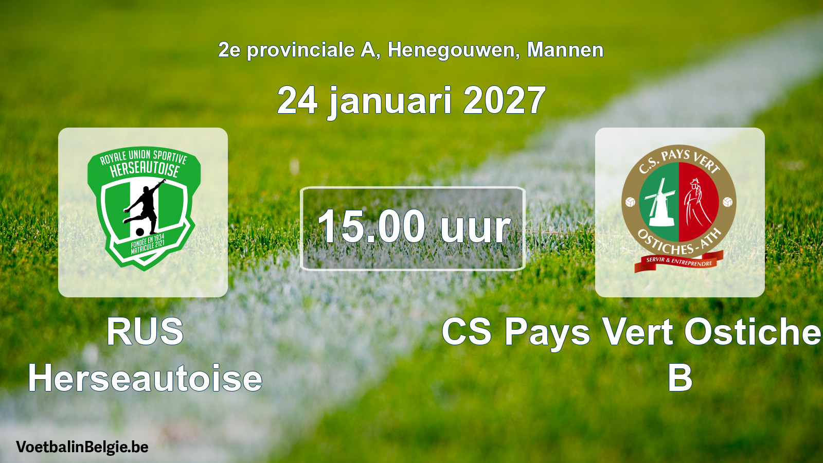 Geplande wedstrijd mannenvoetbal: RUS Herseautoise - CS Pays Vert Ostiches-Ath B (24 januari 2027)