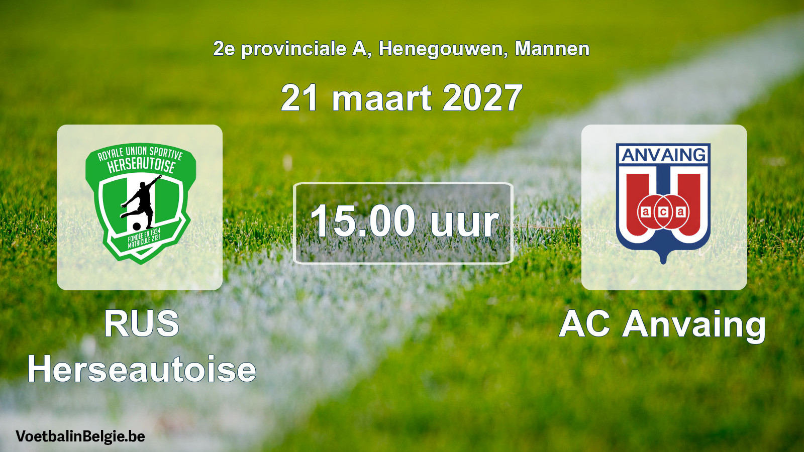 Match prévu football hommes: RUS Herseautoise - AC Anvaing (21 mars 2027)