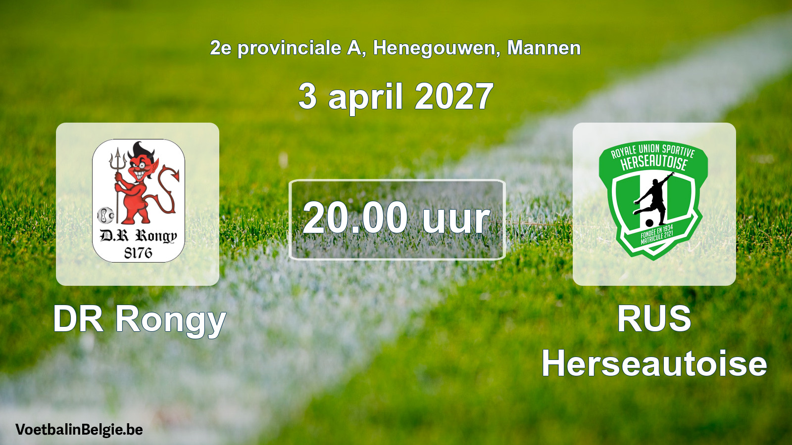 Geplande wedstrijd mannenvoetbal: DR Rongy - RUS Herseautoise (3 april 2027)