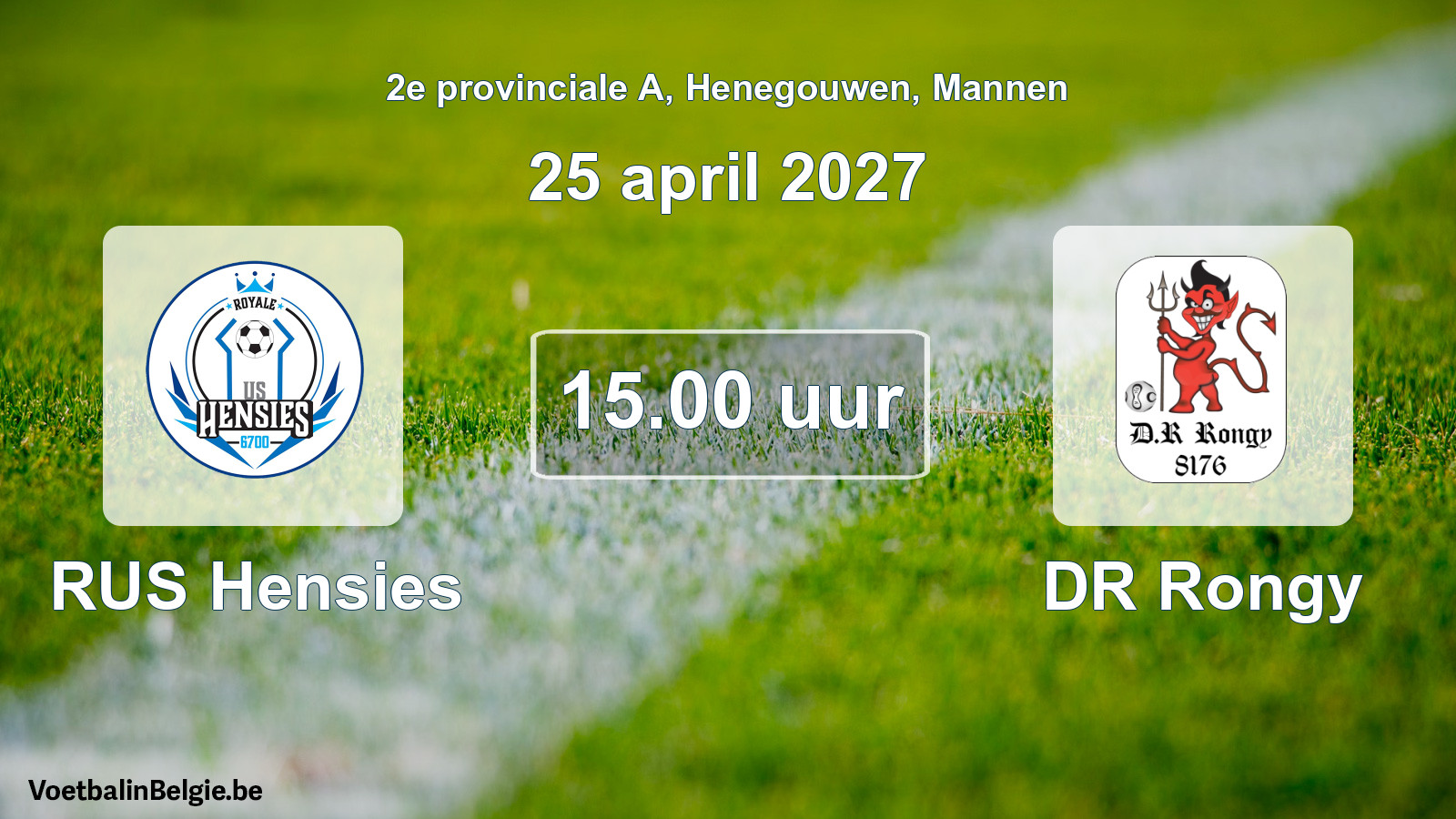 Geplande wedstrijd mannenvoetbal: RUS Hensies - DR Rongy (25 april 2027)