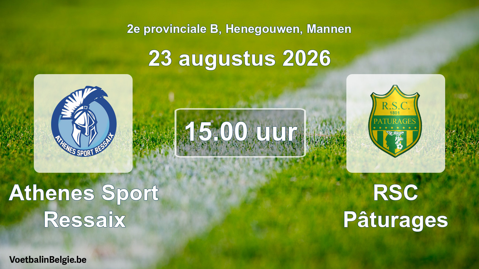 Geplande wedstrijd mannenvoetbal: Athenes Sport Ressaix - RSC Pâturages (23 augustus 2026)