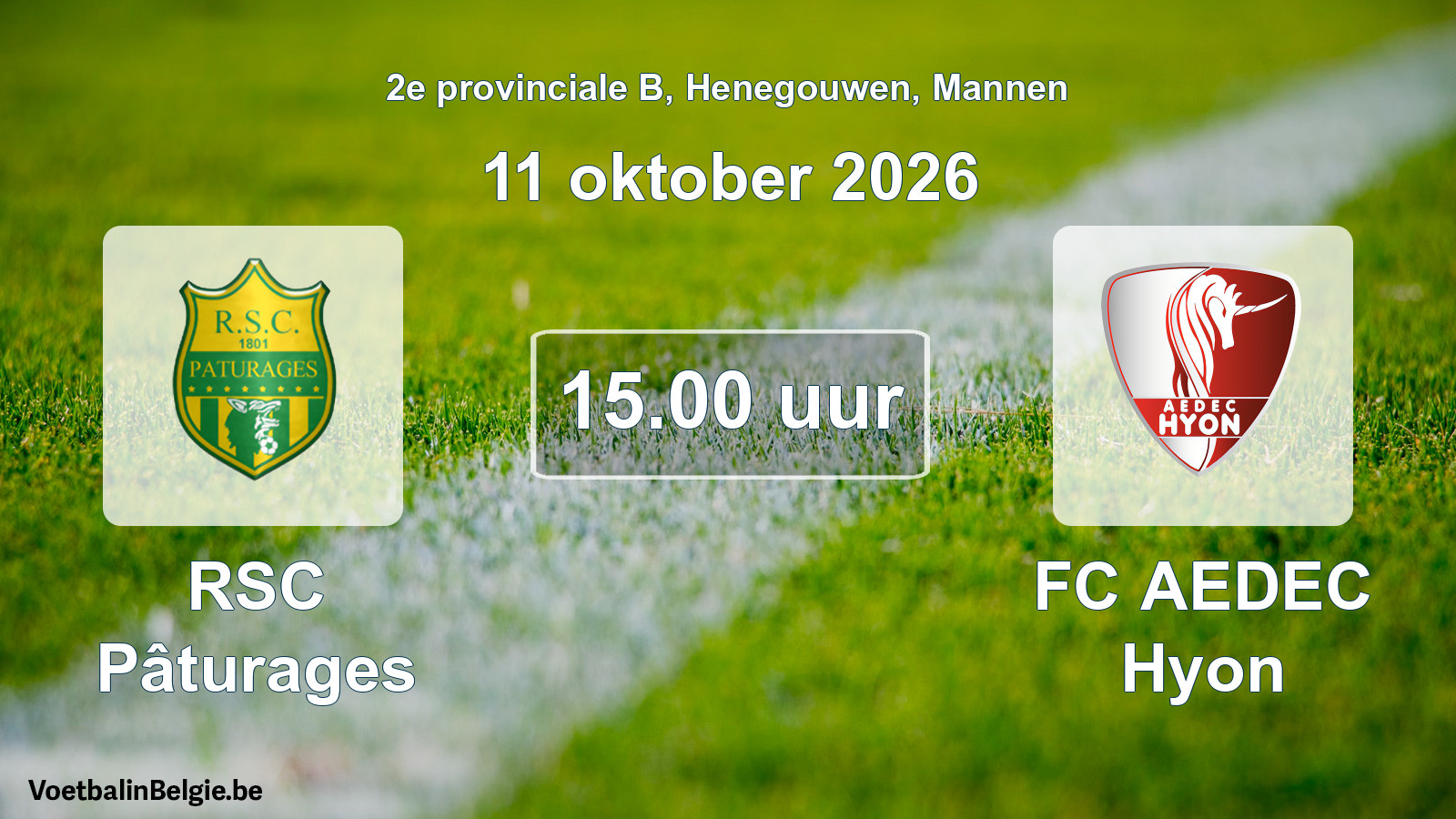 Geplantes Spiel männer-Fußball: RSC Pâturages - FC AEDEC Hyon (11 Oktober 2026)