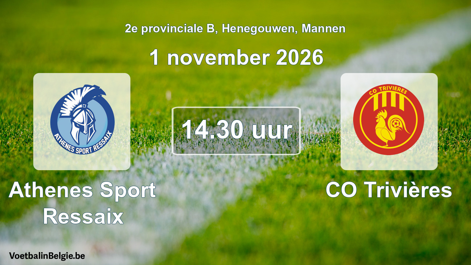 Geplande wedstrijd mannenvoetbal: Athenes Sport Ressaix - CO Trivières (1 november 2026)