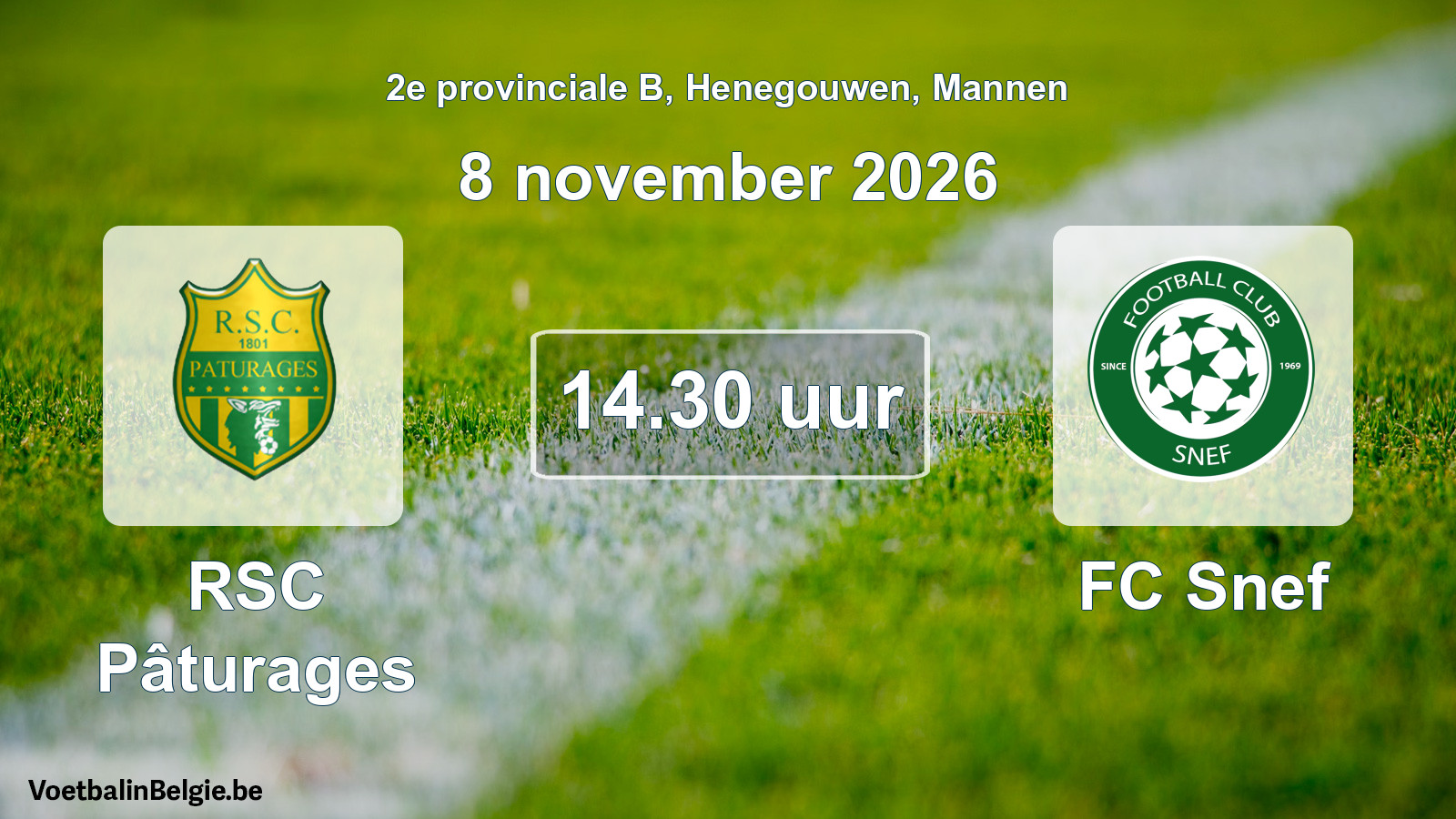 Geplande wedstrijd mannenvoetbal: RSC Pâturages - FC Snef (8 november 2026)