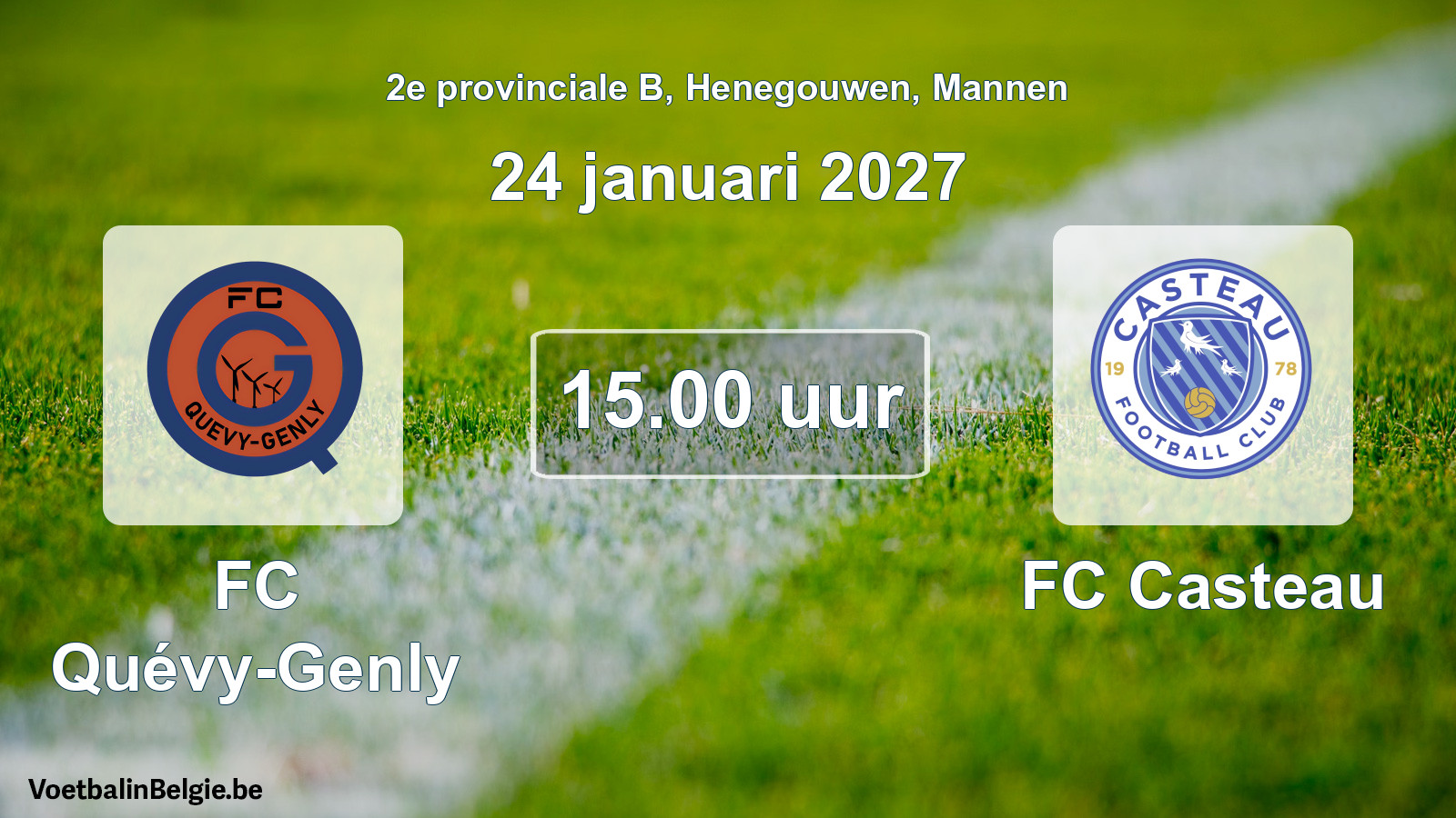 Match prévu football hommes: FC Quévy-Genly - FC Casteau (24 janvier 2027)