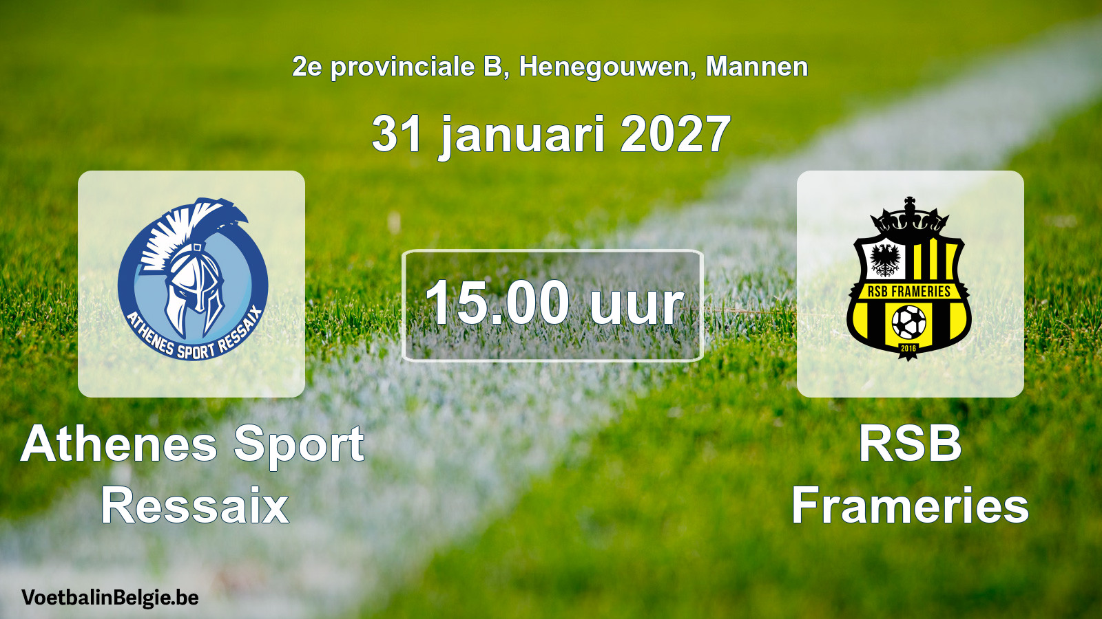 Geplande wedstrijd mannenvoetbal: Athenes Sport Ressaix - RSB Frameries (31 januari 2027)