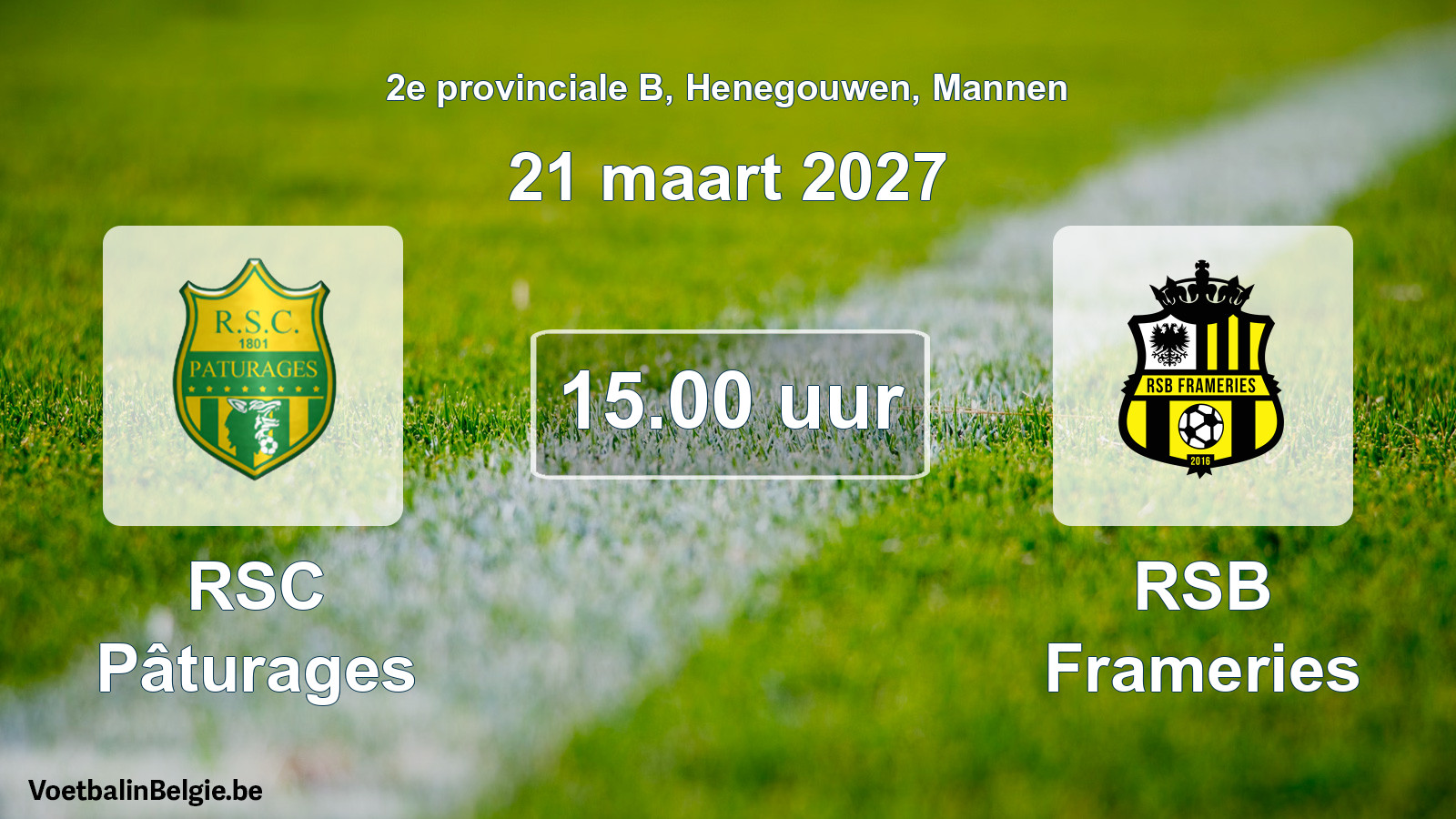Geplande wedstrijd mannenvoetbal: RSC Pâturages - RSB Frameries (21 maart 2027)