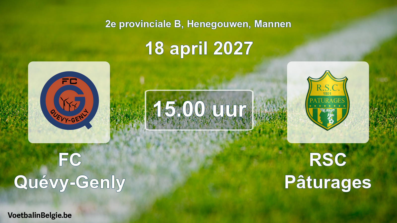 Match prévu football hommes: FC Quévy-Genly - RSC Pâturages (18 avril 2027)