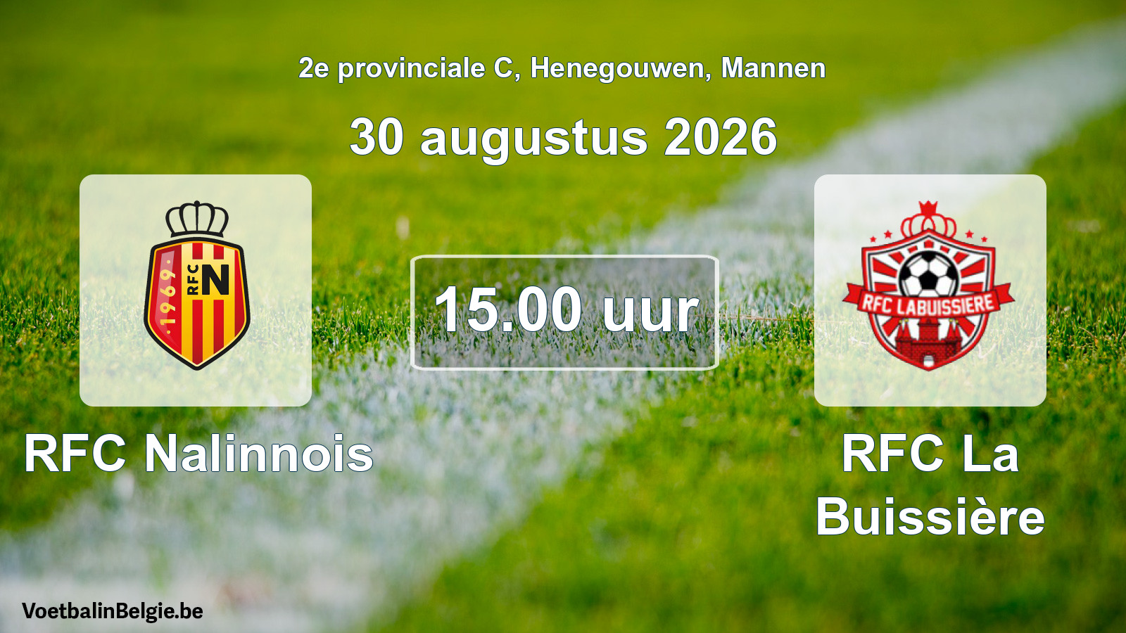 Match prévu football hommes: RFC Nalinnois - RFC La Buissière (30 août 2026)