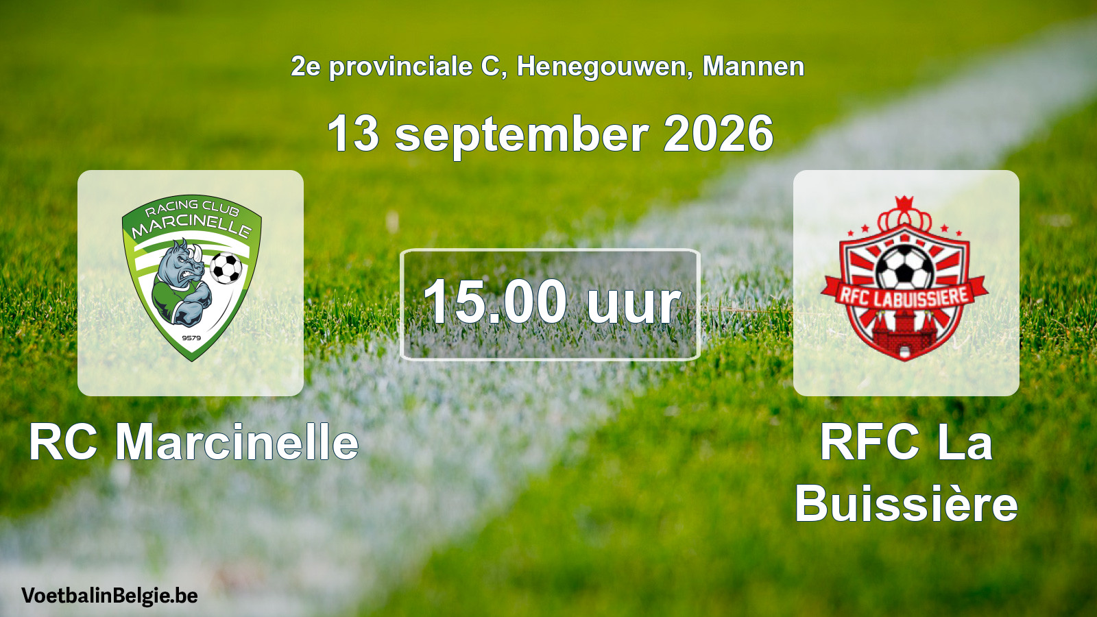 Geplande wedstrijd mannenvoetbal: RC Marcinelle - RFC La Buissière (13 september 2026)