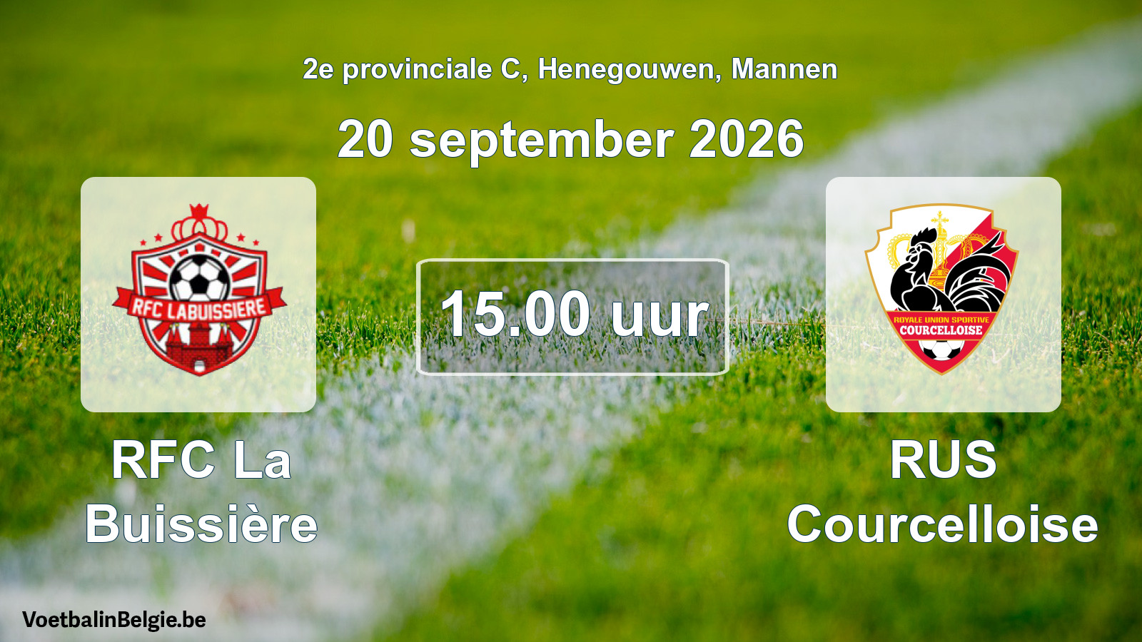 Match prévu football hommes: RFC La Buissière - RUS Courcelloise (20 septembre 2026)