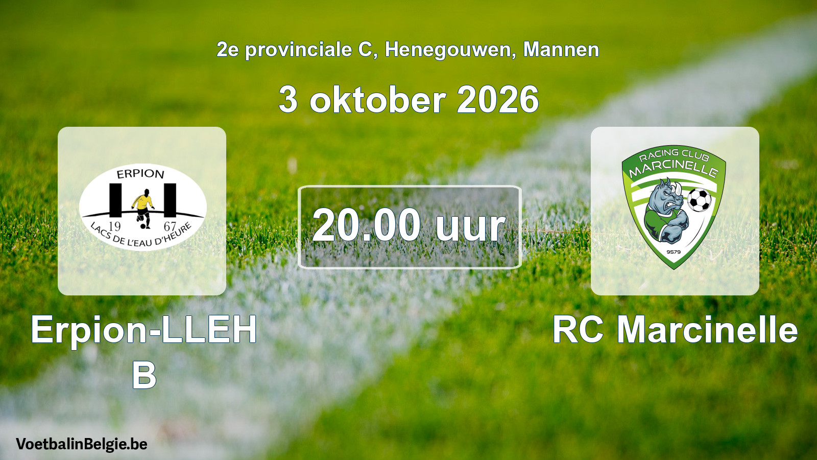 Geplande wedstrijd mannenvoetbal: Erpion-LLEH B - RC Marcinelle (3 oktober 2026)