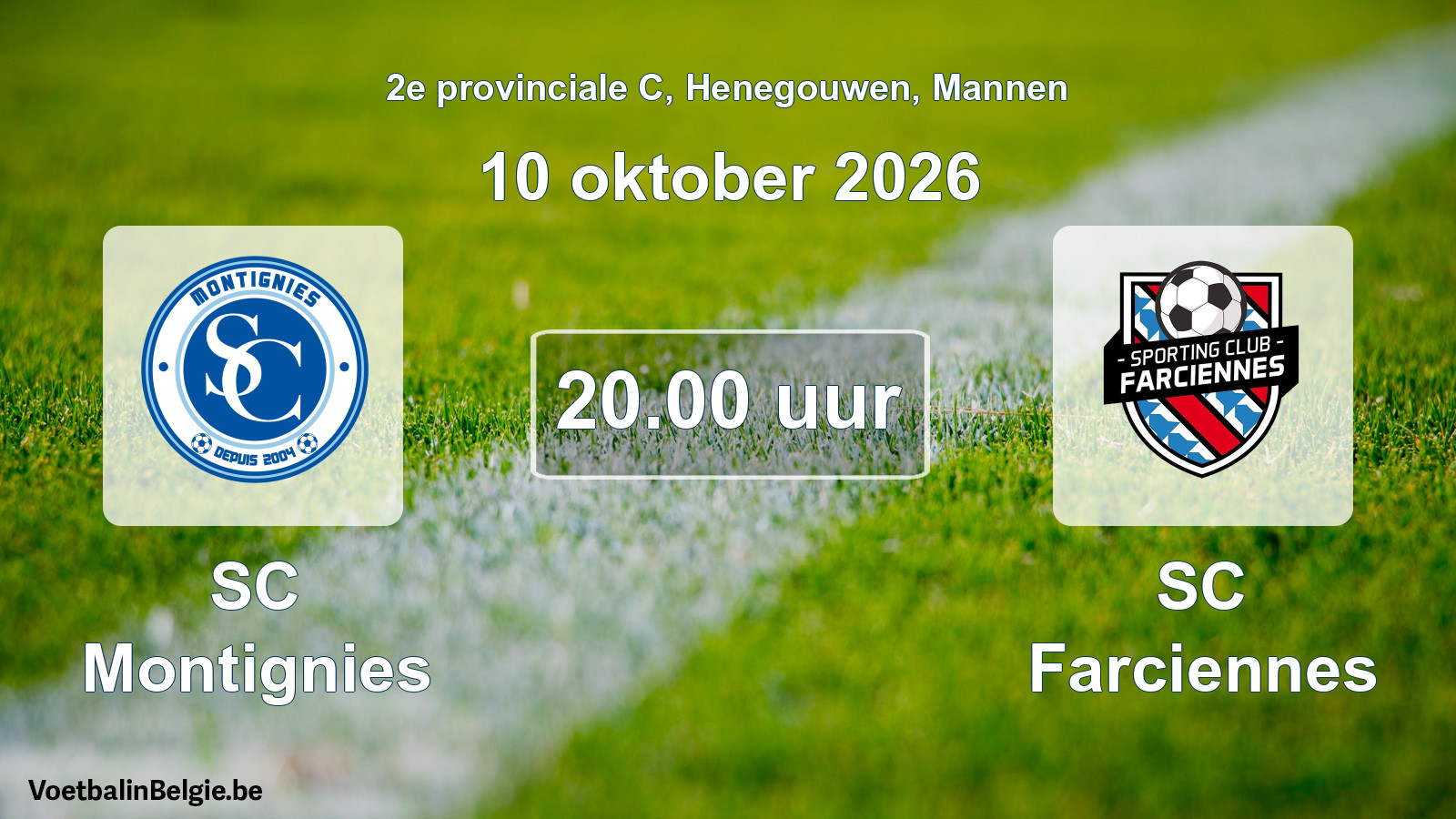 Geplande wedstrijd mannenvoetbal: SC Montignies - SC Farciennes (10 oktober 2026)