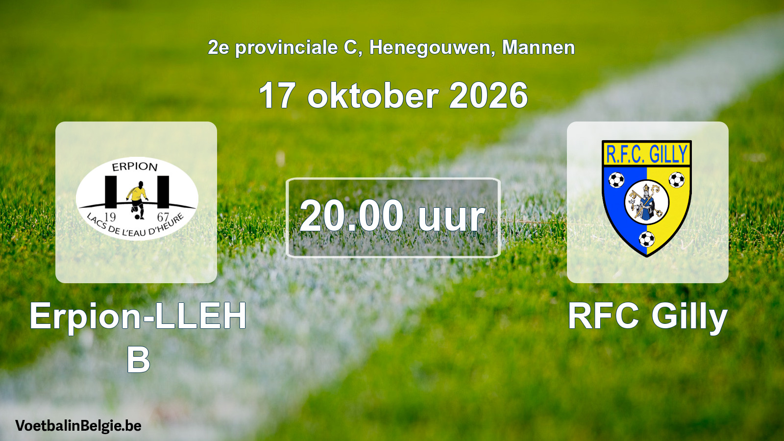 Geplande wedstrijd mannenvoetbal: Erpion-LLEH B - RFC Gilly (17 oktober 2026)