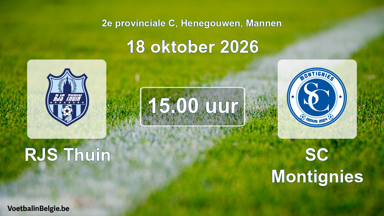 Geplande wedstrijd mannenvoetbal: RJS Thuin - SC Montignies (18 oktober 2026)