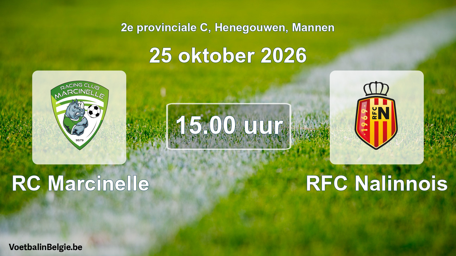 Geplande wedstrijd mannenvoetbal: RC Marcinelle - RFC Nalinnois (25 oktober 2026)