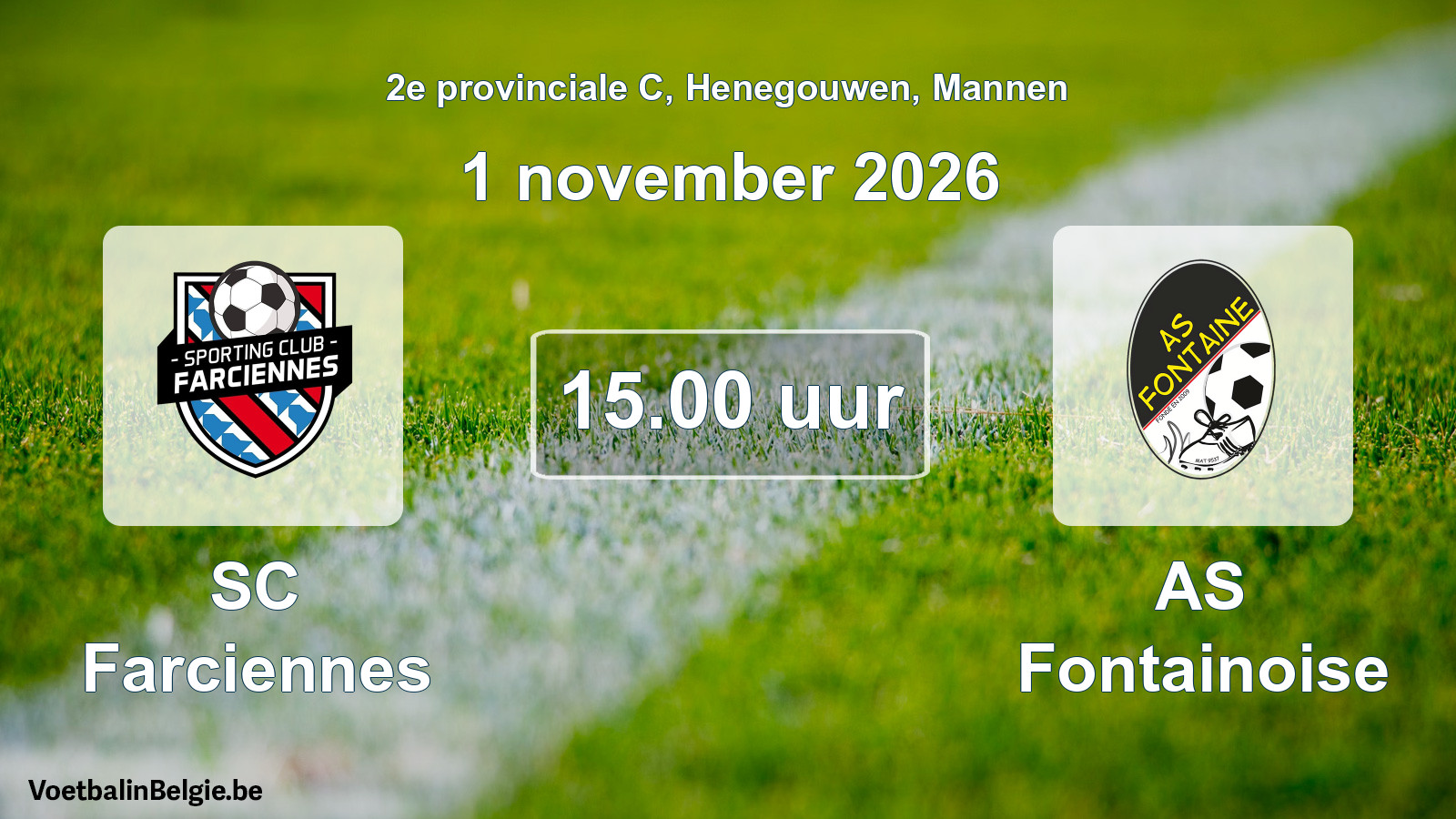 Geplande wedstrijd mannenvoetbal: SC Farciennes - AS Fontainoise (1 november 2026)