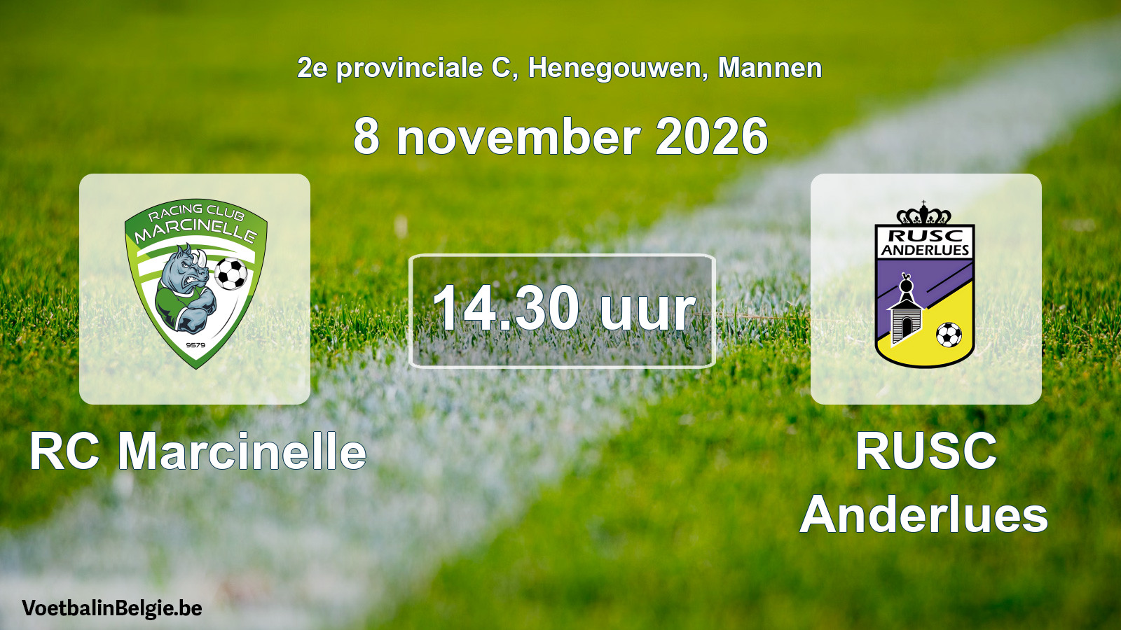 Geplande wedstrijd mannenvoetbal: RC Marcinelle - RUSC Anderlues (8 november 2026)
