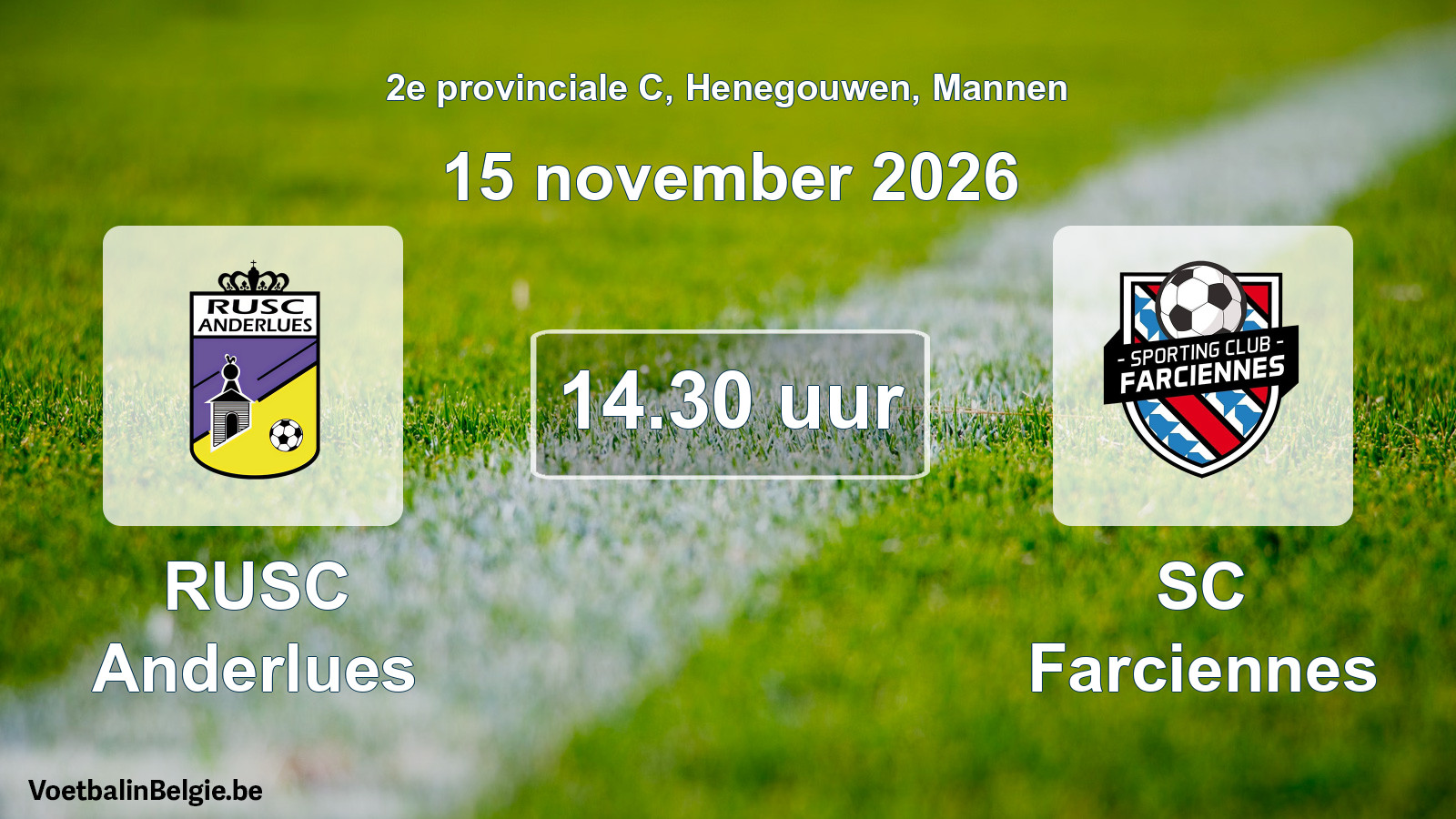 Match prévu football hommes: RUSC Anderlues - SC Farciennes (15 novembre 2026)