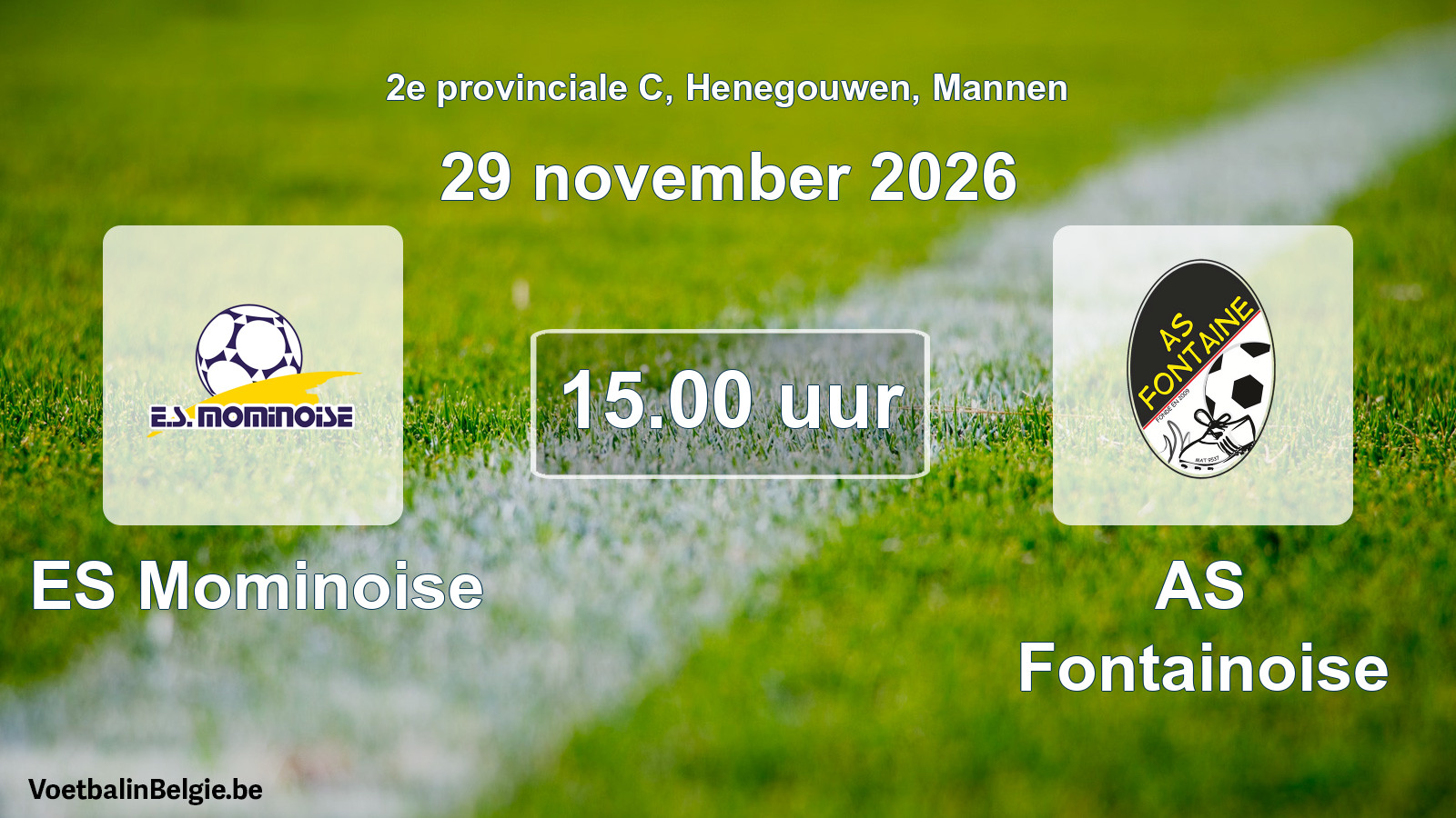 Match prévu football hommes: ES Mominoise - AS Fontainoise (29 novembre 2026)