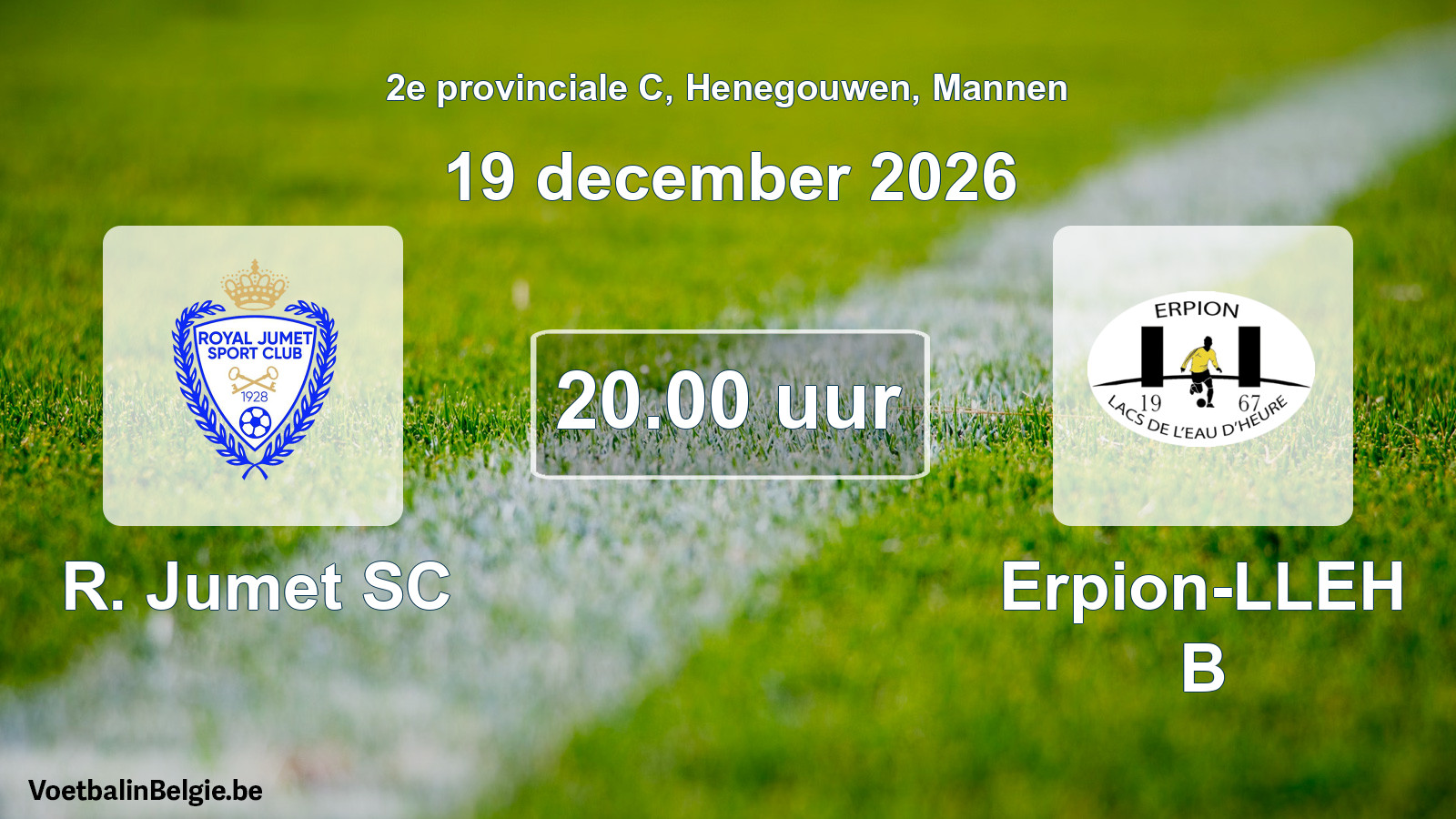 Geplande wedstrijd mannenvoetbal: R. Jumet SC - Erpion-LLEH B (19 december 2026)