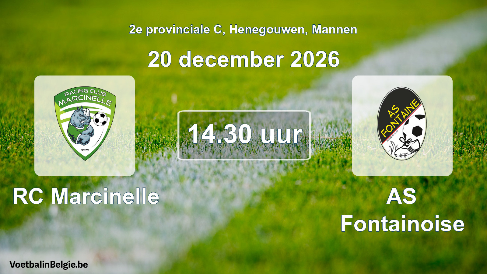 Match prévu football hommes: RC Marcinelle - AS Fontainoise (20 décembre 2026)