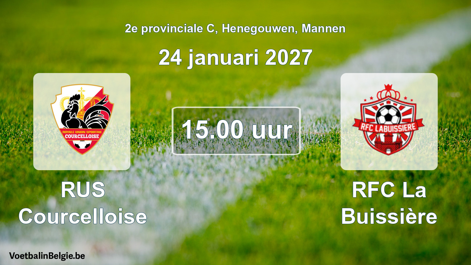 Geplande wedstrijd mannenvoetbal: RUS Courcelloise - RFC La Buissière (24 januari 2027)