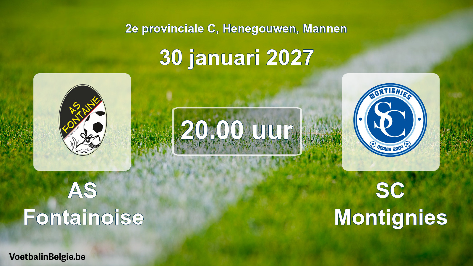 Match prévu football hommes: AS Fontainoise - SC Montignies (30 janvier 2027)