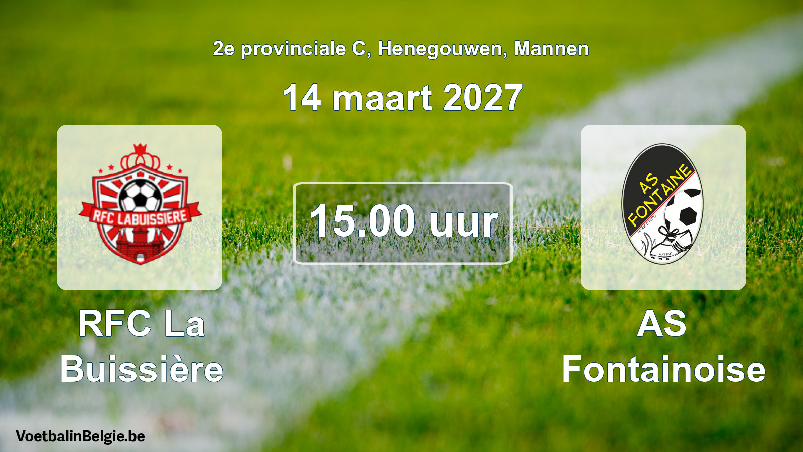 Match prévu football hommes: RFC La Buissière - AS Fontainoise (14 mars 2027)
