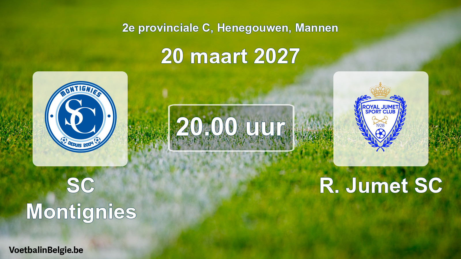 Geplande wedstrijd mannenvoetbal: SC Montignies - R. Jumet SC (20 maart 2027)