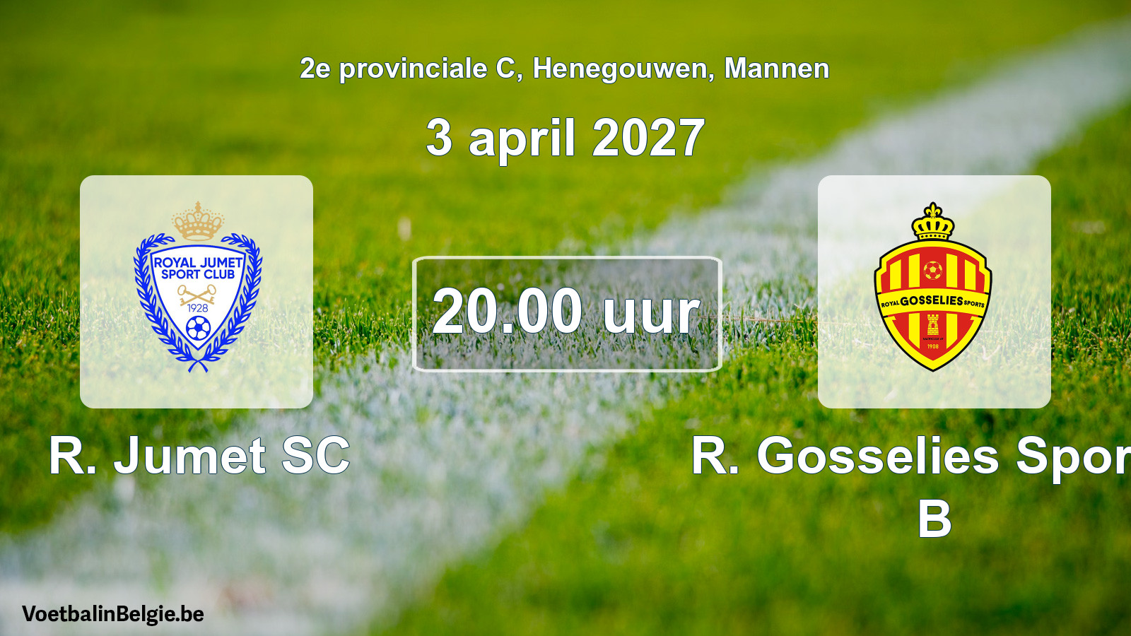 Geplande wedstrijd mannenvoetbal: R. Jumet SC - R. Gosselies Sports B (3 april 2027)