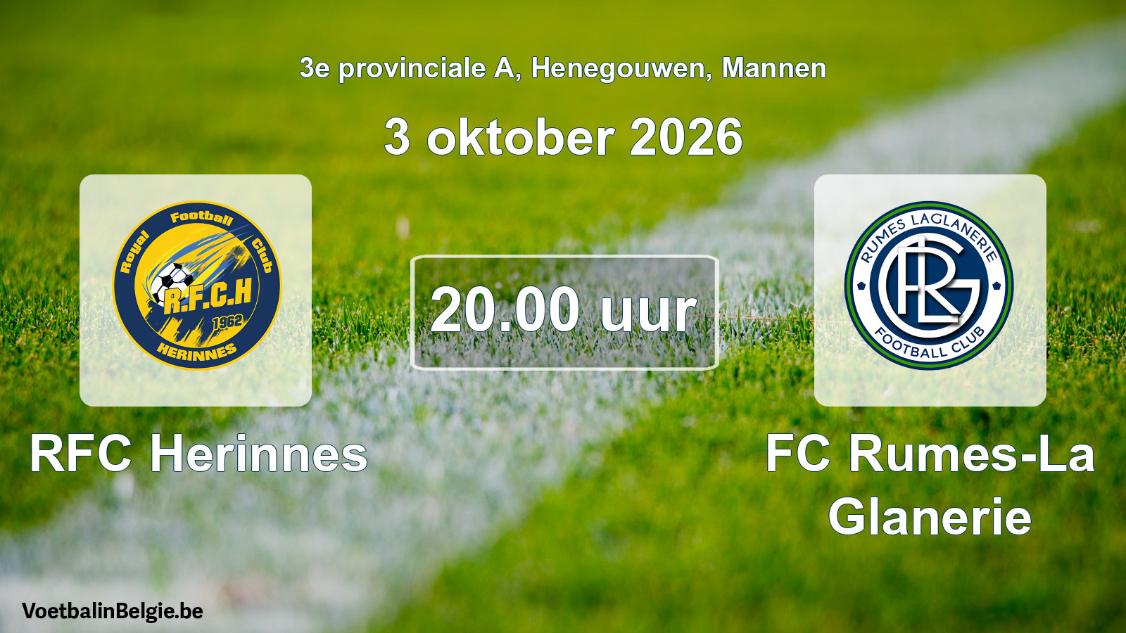 Geplande wedstrijd mannenvoetbal: RFC Herinnes - FC Rumes-La Glanerie (3 oktober 2026)