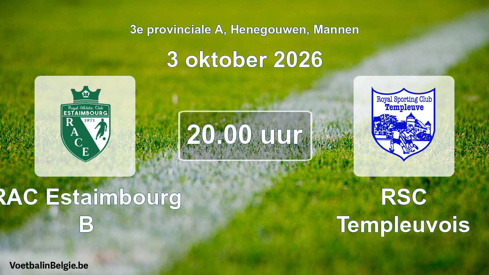 Geplantes Spiel männer-Fußball: RAC Estaimbourg B - RSC Templeuvois (3 Oktober 2026)