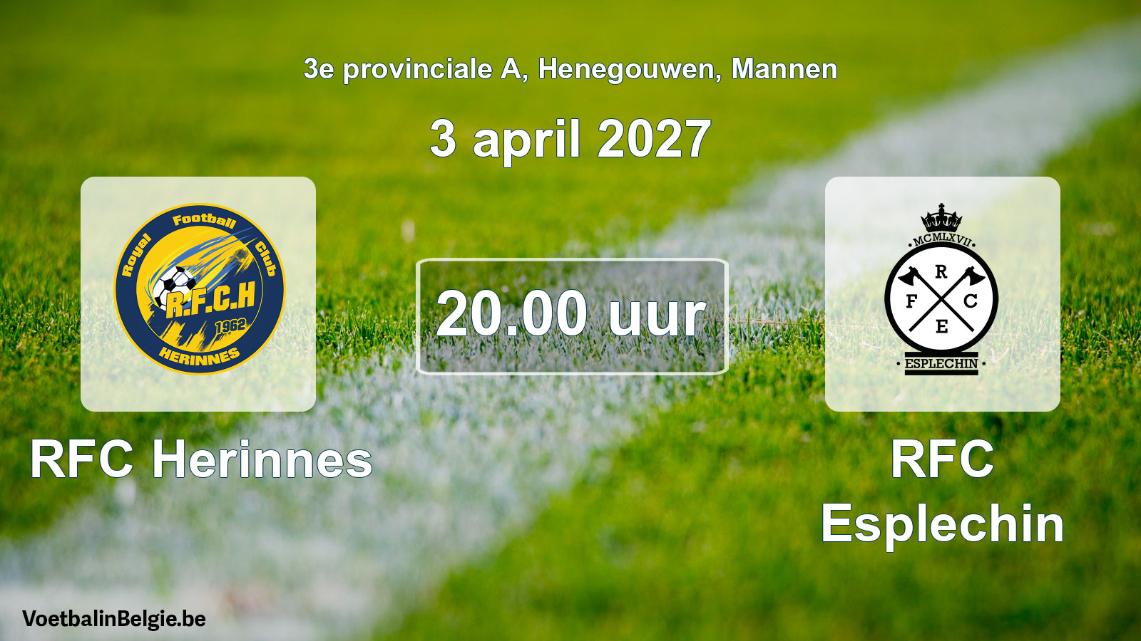 Geplande wedstrijd mannenvoetbal: RFC Herinnes - RFC Esplechin (3 april 2027)