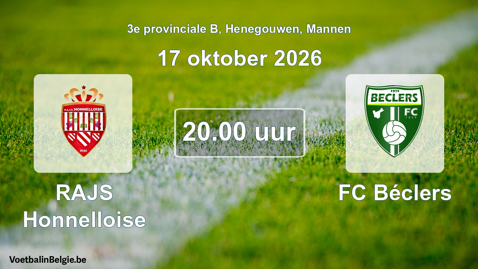 Geplande wedstrijd mannenvoetbal: RAJS Honnelloise - FC Béclers (17 oktober 2026)