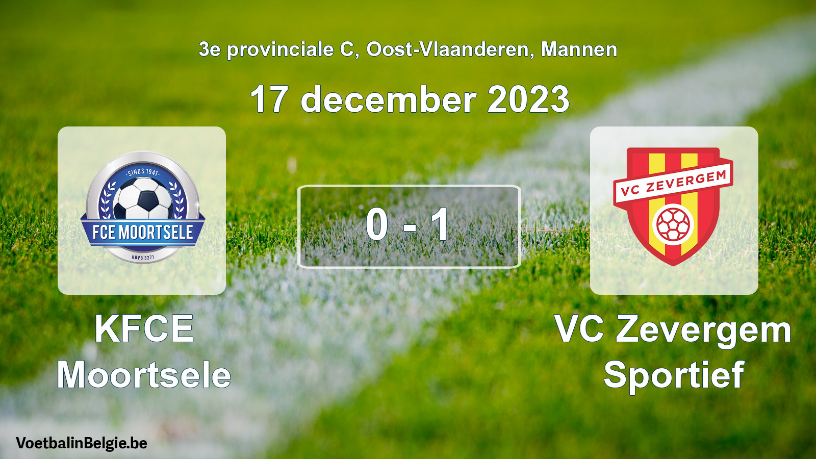 Gespeelde wedstrijd mannenvoetbal: KFCE Moortsele - VC Zevergem Sportief 0 - 1 (17 december 2023)