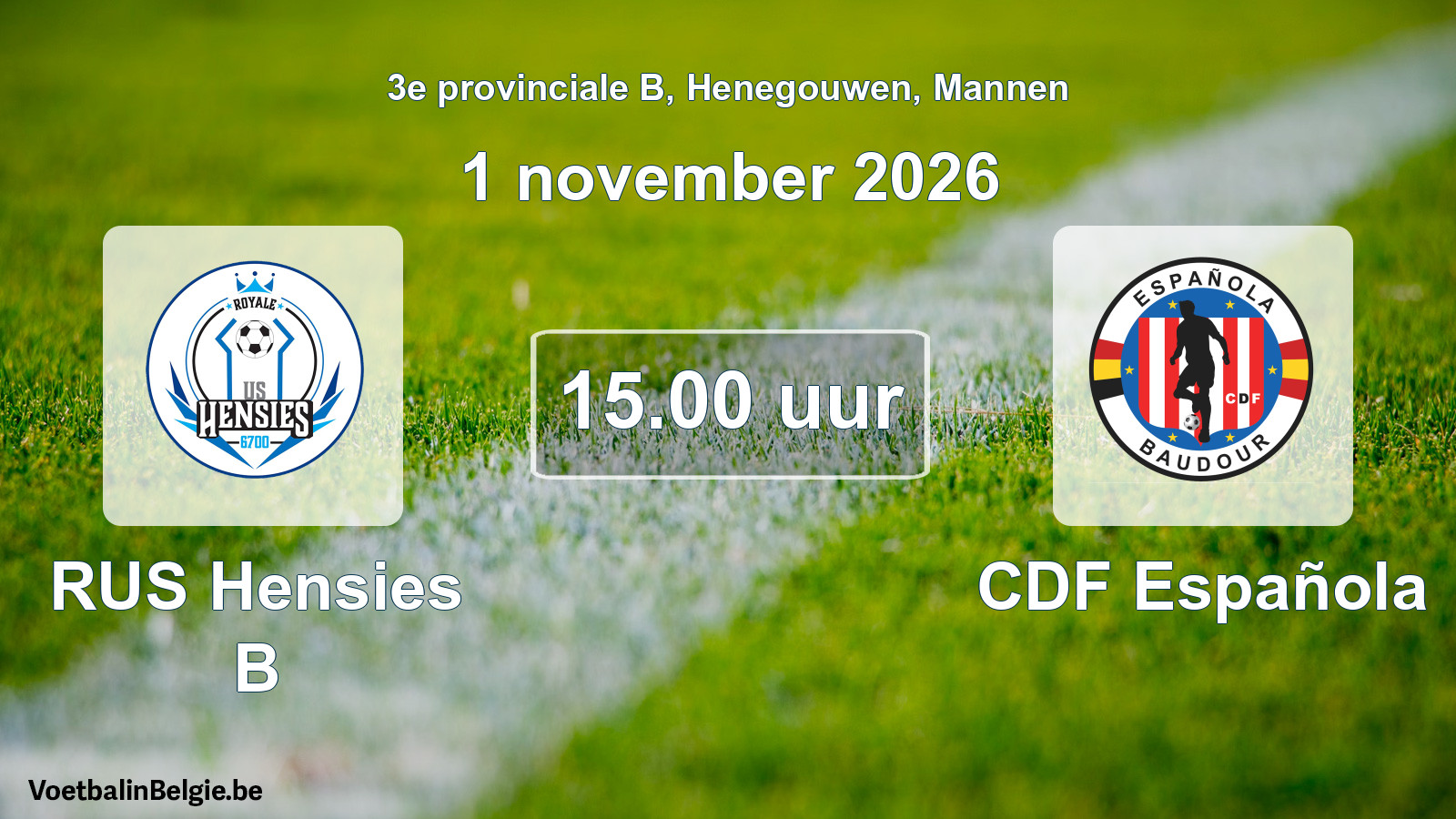 Geplande wedstrijd mannenvoetbal: RUS Hensies B - CDF Española (1 november 2026)