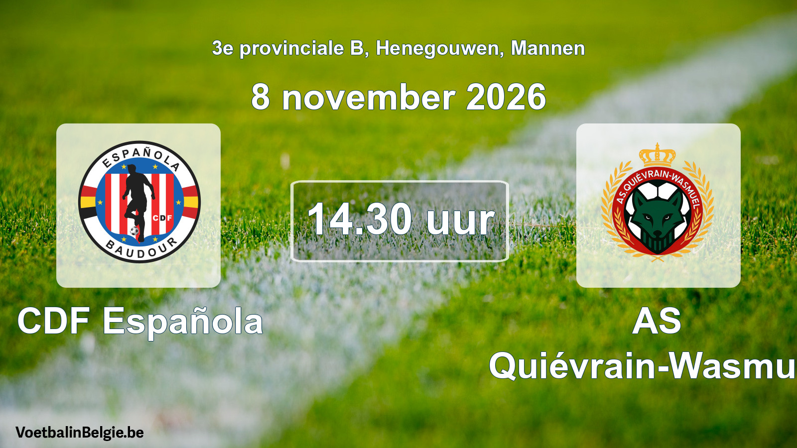 Geplande wedstrijd mannenvoetbal: CDF Española - AS Quiévrain-Wasmuël (8 november 2026)