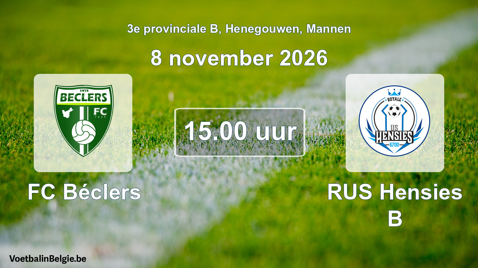 Geplande wedstrijd mannenvoetbal: FC Béclers - RUS Hensies B (8 november 2026)