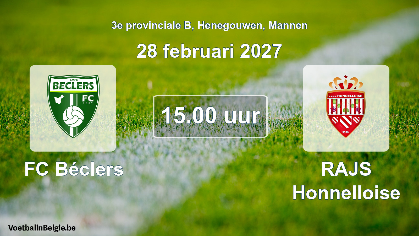 Geplande wedstrijd mannenvoetbal: FC Béclers - RAJS Honnelloise (28 februari 2027)