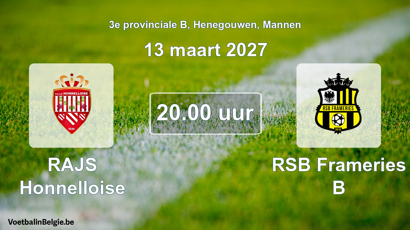 Geplande wedstrijd mannenvoetbal: RAJS Honnelloise - RSB Frameries B (13 maart 2027)